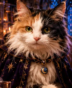 Your calico librarian welcomes you to the castle
